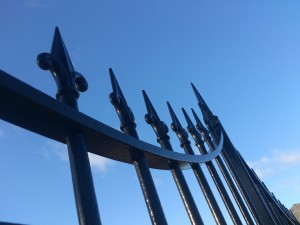 Wrought iron fence with Royalty Ornament Top